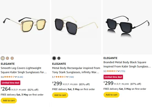 Image of ELEGANTE Sunglasses Minimum 85% Discount