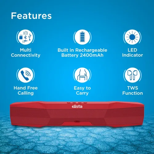 Image of Elista ELS-MusiBar 1000 10 W BT Soundbar,TWS Feature, with FM, AUX, TF Card, USB Connectibity.