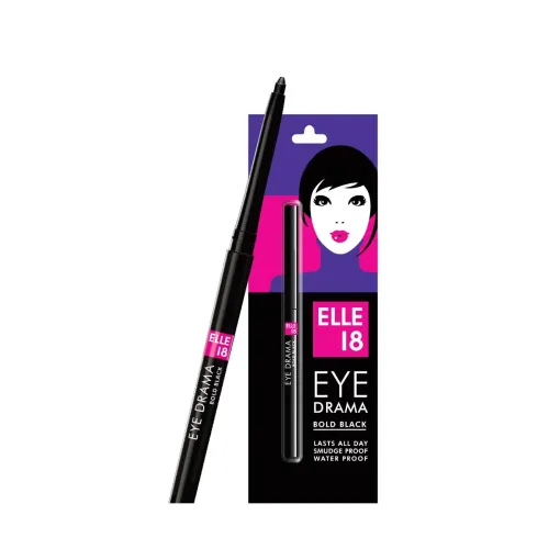 Image of Elle 18 Eye Drama Kajal, Matte Finish, Super Black, Smudgeproof & Waterproof, 0.35 G