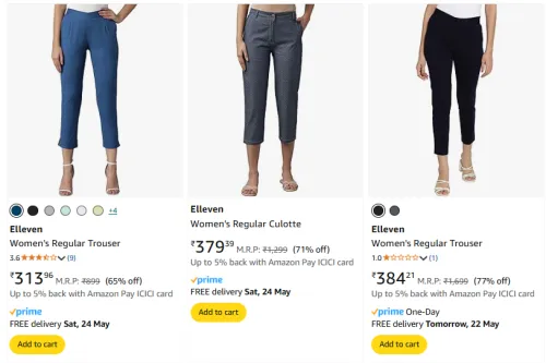 Image of Elleven Women's Trousers at minimum 65% Discount