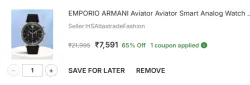 EMPORIO ARMANI Aviator Smart Analog Watch - For Men AR11143