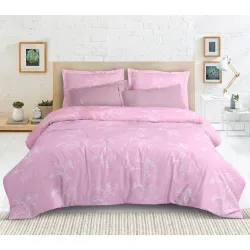 Enchant Home Cotton Queen Bedsheet Set (Leafy Lavender, 200 TC)