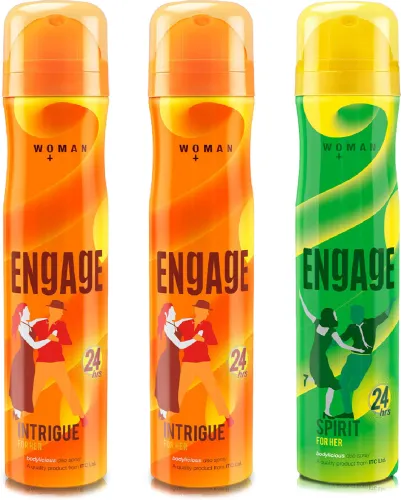 Image of Engage Deo Combo 2 Intrigue & Spirit for Her 150ml Deodorant Spray (450 ml, Pack of 3)