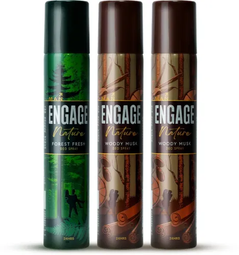 Image of Engage Nature Woody Musk & Forest Fresh Deodorant Spray, 150ml * Pack of 3