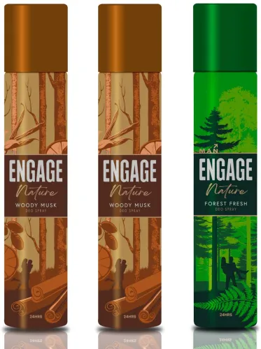 Image of Engage Nature Woody Musk & Forest Fresh 150ml Deodorant Spray Pack of 3