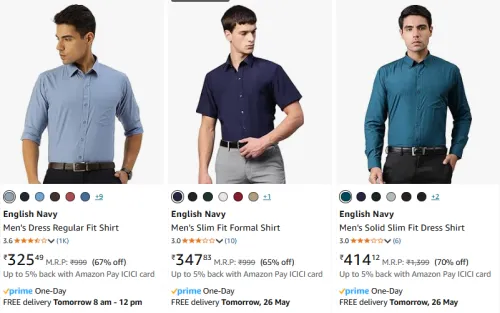 Image of English Navy Men's Shirts at minimum 65% Discount