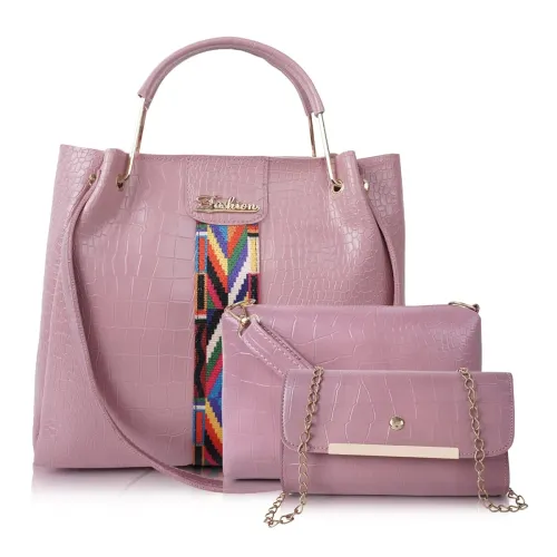 Image of Envias Women's Handbag Combo (Pink, 3 Pc)