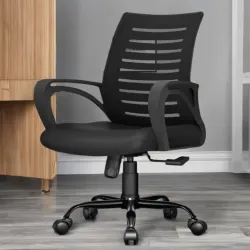 Ergonomic Office Chair with Mesh Back 360° Wheels Tilt Control Black