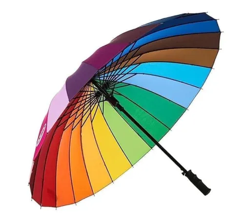Image of Etailista Large 16-Rib Rainbow Stick Umbrella