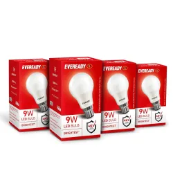 Eveready 9W Led Light Bulb| Cool Day Light (6500K) |Pack Of 4