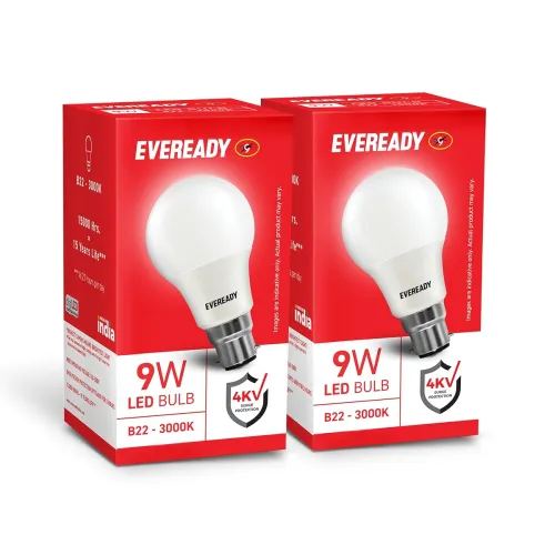Image of Eveready 9W Warm White LED Bulb 3000K B22 Base (Pack of 2)