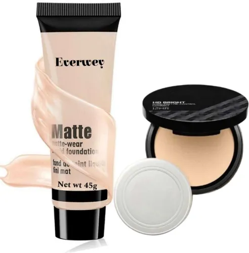 Image of Everwey One step Touch Makeup Foundation with Face makeup Compact powder (2 Items in the set).