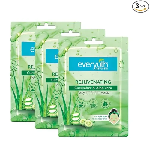 Image of Everyuth Naturals Rejuvenating Cucumber & Aloe Vera Sheet Mask Pack of 3