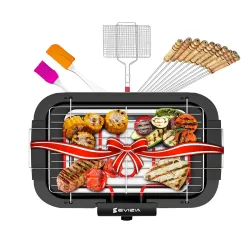 EVIZIA Barbeque Grill Electric Smokeless Indoor Outdoor Grill