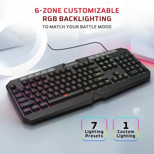 Image of EvoFox Deathray v2 Gaming Keyboard and Mouse Combo | 6 Zone RGB Backlighting , Upto 3600DPI (Wired).