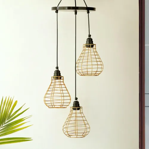 Image of ExclusiveLane Bird Nest Golden Ceiling Chandelier – 3 Shades