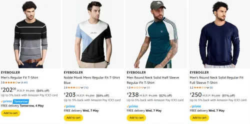 Image of EYEBOGLER Men's T-shirts at minimum 80% Off