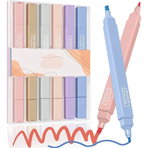 Image of F Falkiya 2-in-1 Pastel Bible Highlighters, No-Bleed, 6 Colors