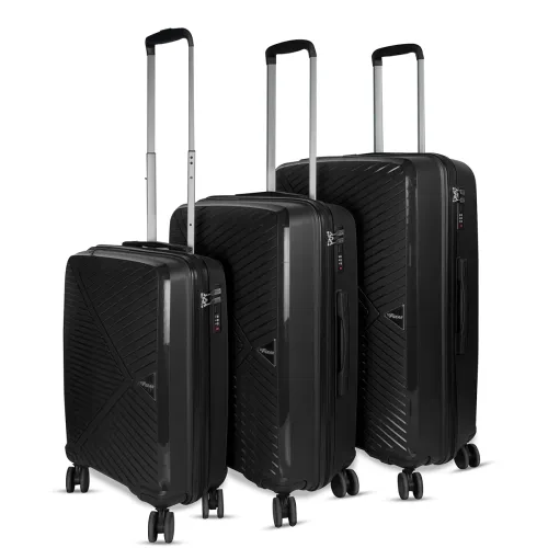Image of F Gear Eagle Pp03 Black Hard-Sided Luggage Set of 3 Spinner .