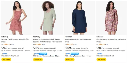 Image of FabAlley Women's Dresses at minimum 85% Discount