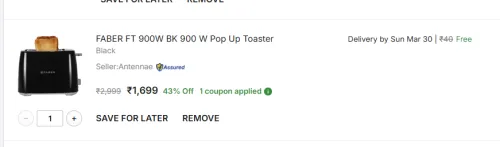 Image of FABER FT 900W Toaster