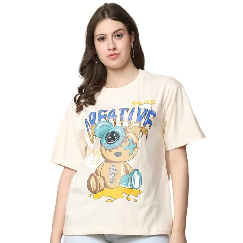 Image of Fabflee Women's Geometric Relaxed Fit T-Shirt