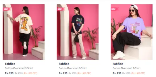 Image of Fabflee Women's T-shirts at minimum 80% Discount