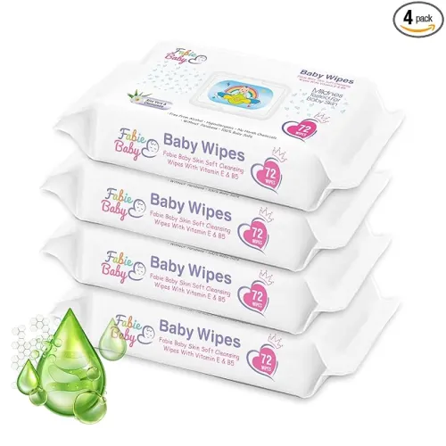 Image of Fabie Baby Wipes for New Born Baby with Vitamin E 288 Wipes