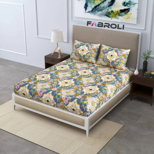 Image of Fabroli Cotton Double Printed Flat Bedsheet 300 TC