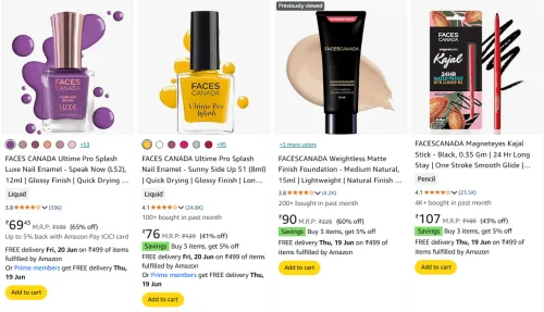 Image of Faces Canada Beauty Products Starting @ ₹69 