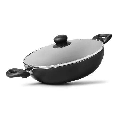 Image of FACKELMANN Quartz Nonstick Kadai with Glass Lid 32cm