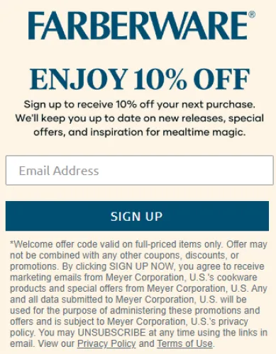 Image of FARBERWARE Sign Up Bonus : 10% off