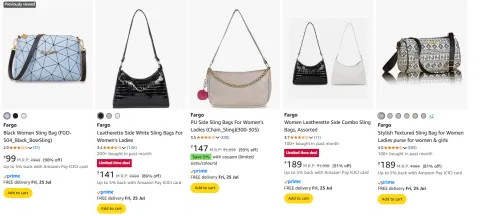 Image of Fargo Black Women Sling Bag Starting @ ₹99