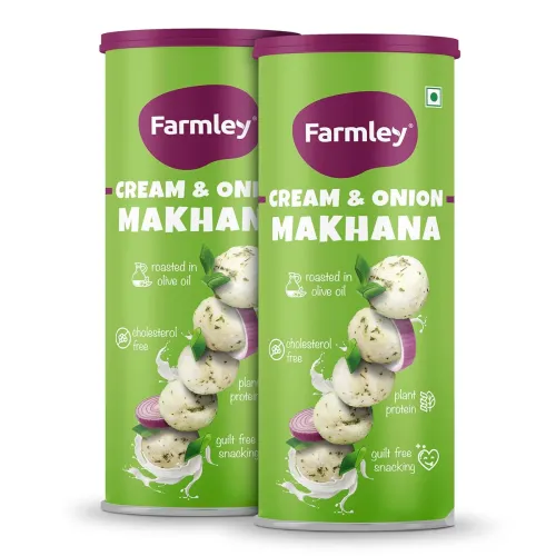 Image of Farmley Roasted Makhana, Cream & Onion Flavour | 77g Each | 