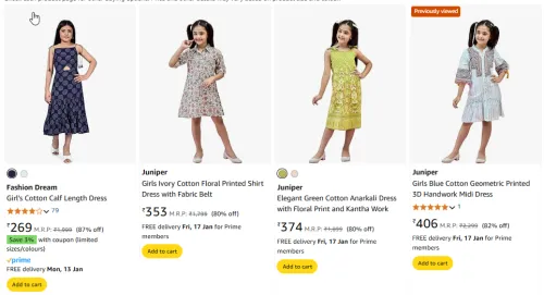 Image of Fashion Dream Girl’s Cotton Calf Length Dress Starting Price @ ₹269