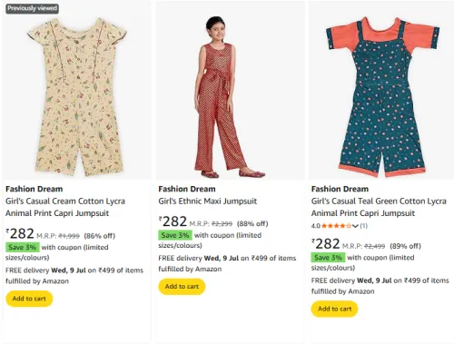 Image of Fashion Dream Girl's Dress at Minimum 70% Discount