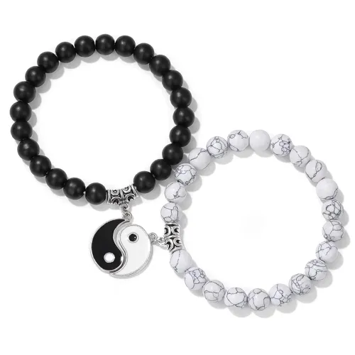 Image of Fashion Frill Couple Bracelets Black & White
