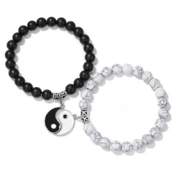 Fashion Frill Couple Bracelets Black & White