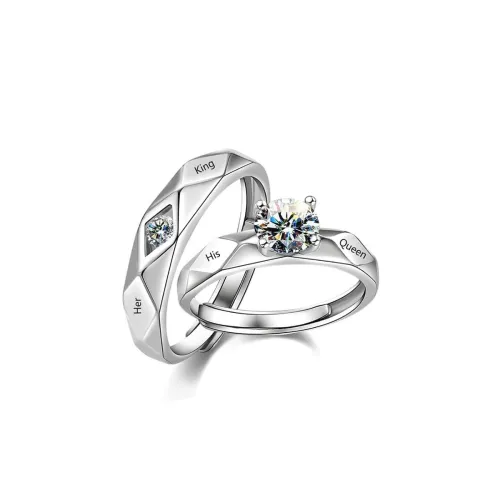 Image of Fashion Frill Exclusive Limited Edition Crystal Silver Crown Couple Ring