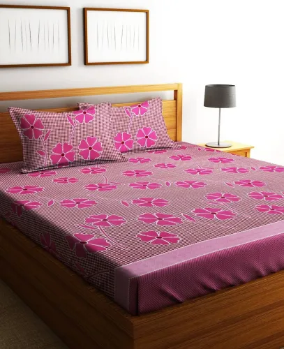 Image of Fashion String 120 TC Microfiber Double Floral Flat Bedsheet