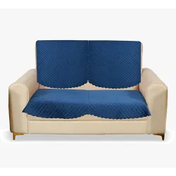 Fashion Throw FauXFur Sofa Cover(Navy, 2 Seater)