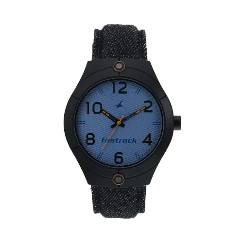 Image of Fastrack Denim Quartz Analog Blue Dial Denim Strap Watch for Guys-3191AL03