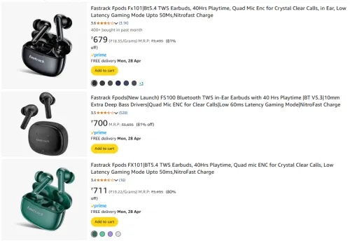 Image of Fastrack Earbuds @ Up to 81% Discount | Start ₹679