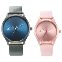 Fastrack Mixmatched Couple Leather Analog Watches