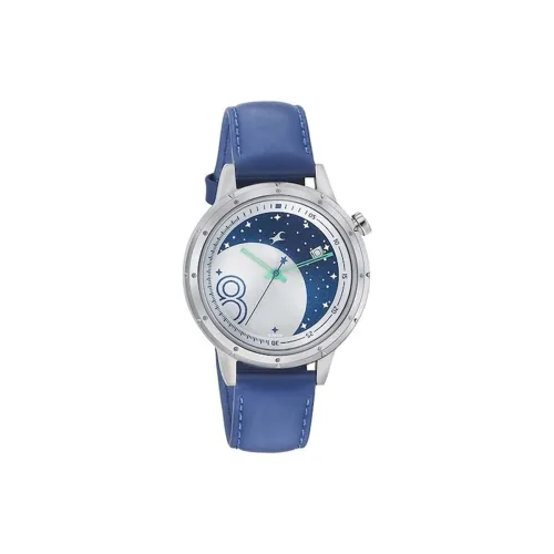 Image of Fastrack Space Rover Quartz Analog with Date Silver Dial Leather Strap Watch