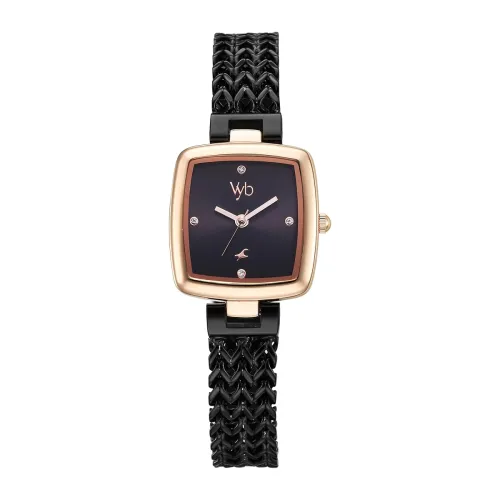 Image of Fastrack Vyb Women's Watch (Black Dial, Black Chain Bracelet Strap)