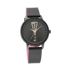 Fastrack Women Leather Black Dial Watch