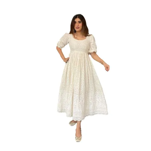 Image of FEMEZONE Fashion with Tradition Women Cotton Anarkali Kurti