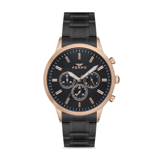 Image of Ferro Analog Black Dial Men's Watch-FM11145A-R