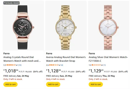 Image of Ferro analog women's watch. up to @ ₹84% Discount